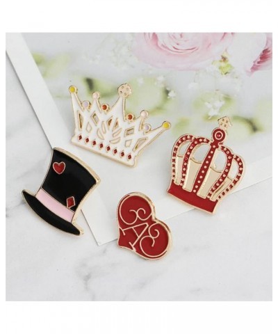 King & Queen Crown Enamel Pin Brooch 4Pcs Cartoon Lovely Magic Hat Heart Crown Lapel Pins BackPack Clothes Badge Pin Creative...