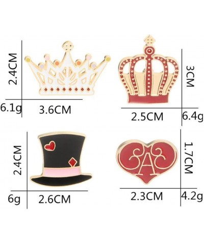 King & Queen Crown Enamel Pin Brooch 4Pcs Cartoon Lovely Magic Hat Heart Crown Lapel Pins BackPack Clothes Badge Pin Creative...