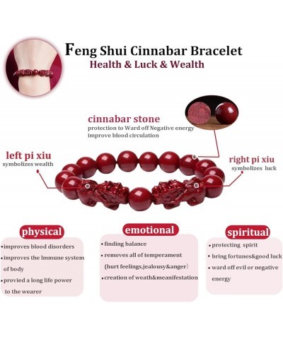 Feng Shui Cinnabar Bracelet for Women, Cinnabar Feng Shui Bracelet,Feng Shui Wealth Bracelet for Protection Good Luck Money A...