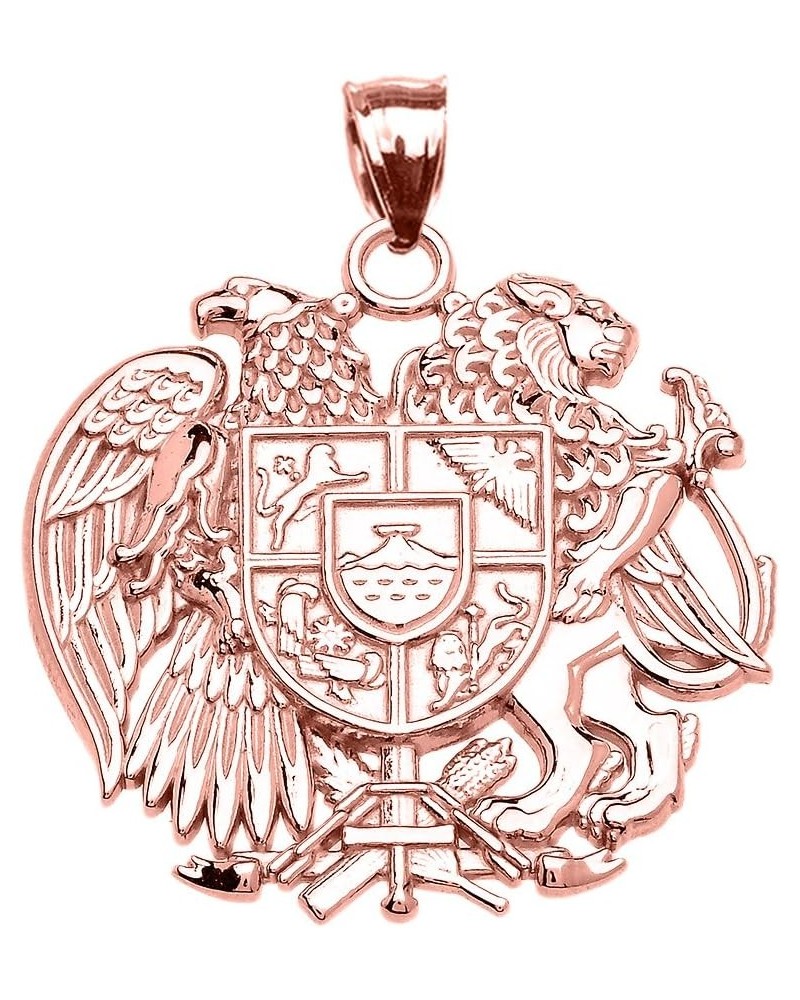 10k Gold Armenian National Coat Of Arms Eagle and Lion Pendant Rose Gold $72.14 Pendants