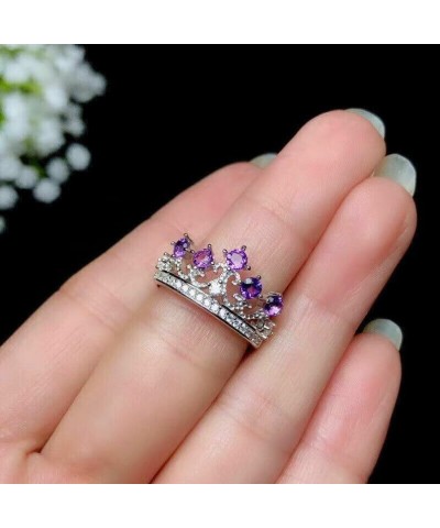 rkjewellry_store || Enhancer Ring Bands, 1.50Ct Round Cut Amethyst Five Diamond Crown Engagement Ring 14K White Gold Finish, ...