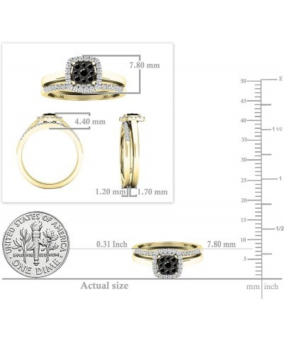 0.30 Carat Round Black & White Diamond Square Cluster Wedding Ring Set for Women in 10K Gold 6.5 Yellow Gold $192.34 Sets