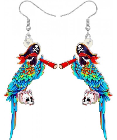Acrylic Macaw Parrot Bird Earrings Summer Jewelry Dangle Scarlet Macaw Gifts for Women Girls Charms Pirate Hat Blue $7.27 Ear...