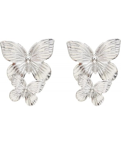 1 Pair Butterfly Earrings Everyday Wear Chic European-and-American Style Earrings Silver $3.56 Earrings