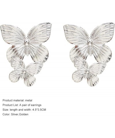 1 Pair Butterfly Earrings Everyday Wear Chic European-and-American Style Earrings Silver $3.56 Earrings