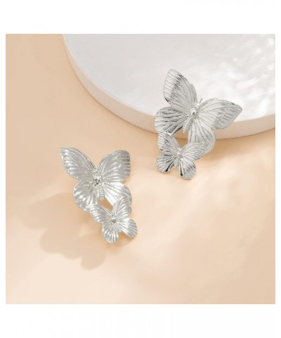 1 Pair Butterfly Earrings Everyday Wear Chic European-and-American Style Earrings Silver $3.56 Earrings