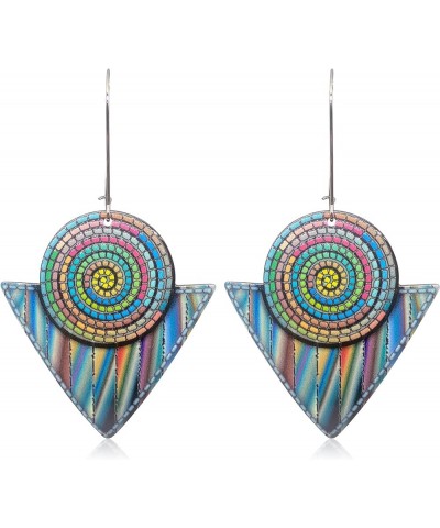 National Style Handmade Bohemian Dangle Earrings Fashion Printing Geometry Dangle Drop Earrings For Women Girls style-1 $7.53...