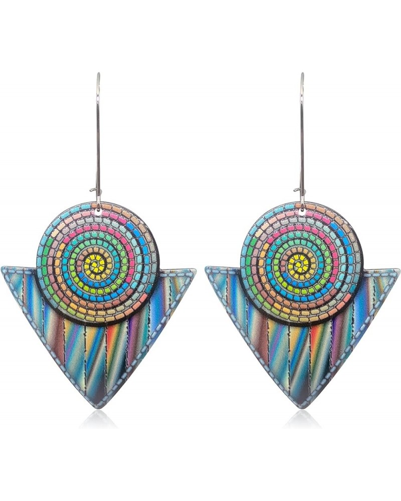 National Style Handmade Bohemian Dangle Earrings Fashion Printing Geometry Dangle Drop Earrings For Women Girls style-1 $7.53...