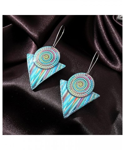 National Style Handmade Bohemian Dangle Earrings Fashion Printing Geometry Dangle Drop Earrings For Women Girls style-1 $7.53...