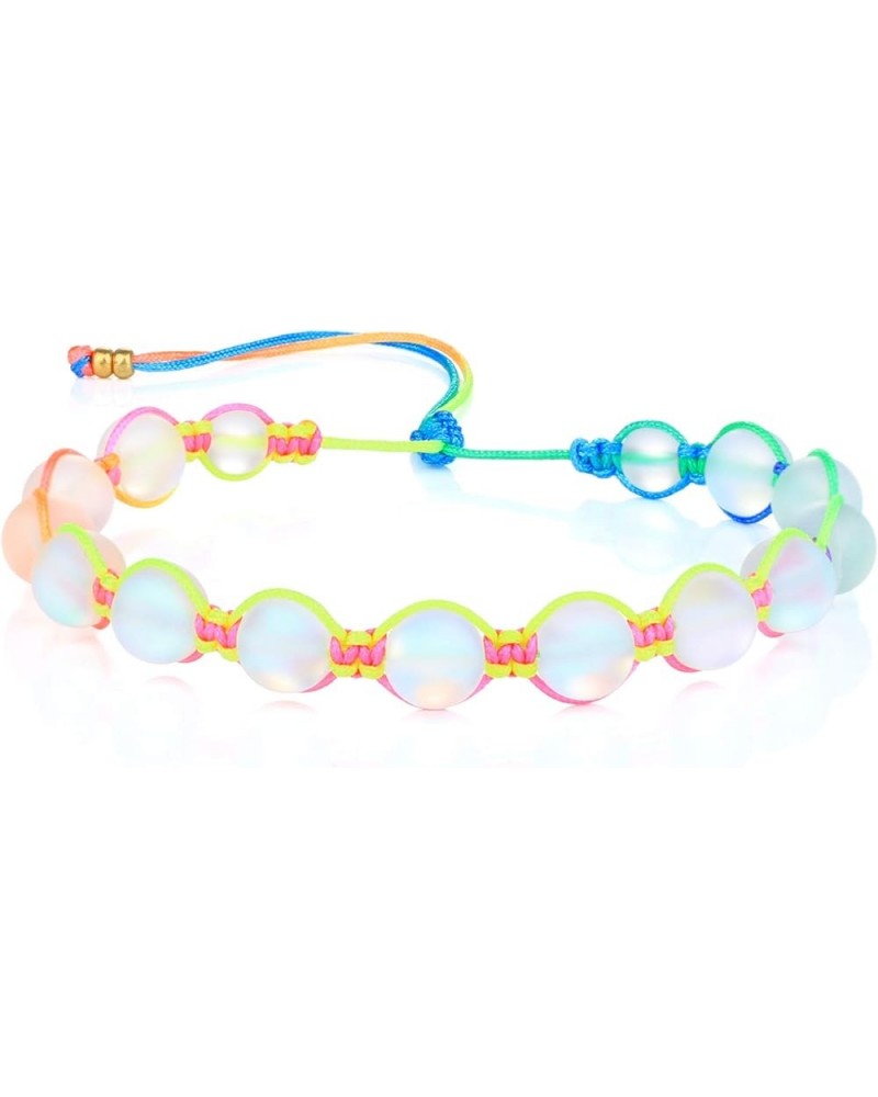 Moon-Stone Beaded Bracelets Colorful Hand Woven Strands Bracelets Beach Bangles Jewelry B $13.75 Bracelets