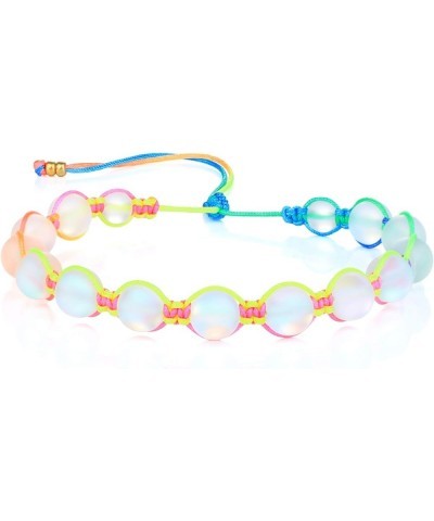 Moon-Stone Beaded Bracelets Colorful Hand Woven Strands Bracelets Beach Bangles Jewelry B $13.75 Bracelets