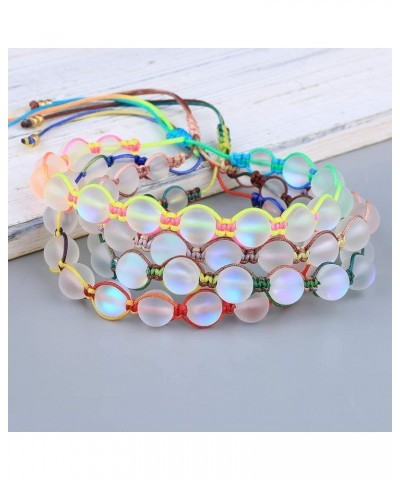 Moon-Stone Beaded Bracelets Colorful Hand Woven Strands Bracelets Beach Bangles Jewelry B $13.75 Bracelets