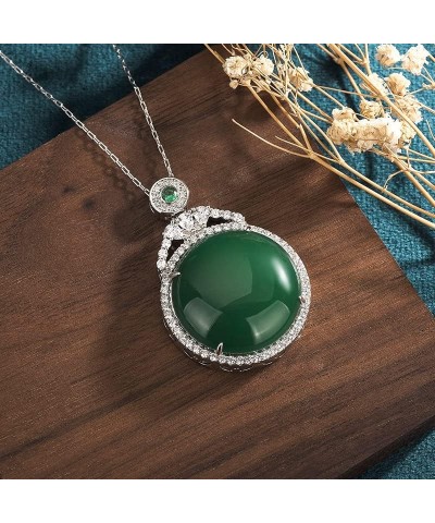 14K Gold Jade Pendant Necklace, Moissanite Bezel Necklace, Beautiful Jewelry Gift for Mother, Wife, Girlfriend White Gold $64...