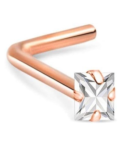 14k Rose Gold 1.5mm, 2mm, 2.5mm or 3mm Square CZ 22G 20G 18G Rose Gold L Bend-2.5mm CZ-22G $15.96 Body Jewelry