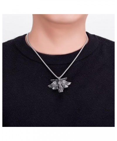 Vintage Dark Winged Seraph Angel Pendant Necklace Religious Stainless Steel Couple Necklaces Faith Jewelry Gift for Men Women...