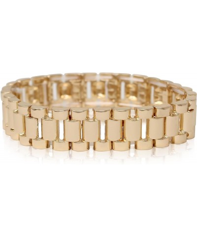 Chunky Gold Fashion Bangle Cuff Bracelet Geometric Shape Tension Bangle Wide Thick Chain Stretch Gold Bracelet for Women Teen...