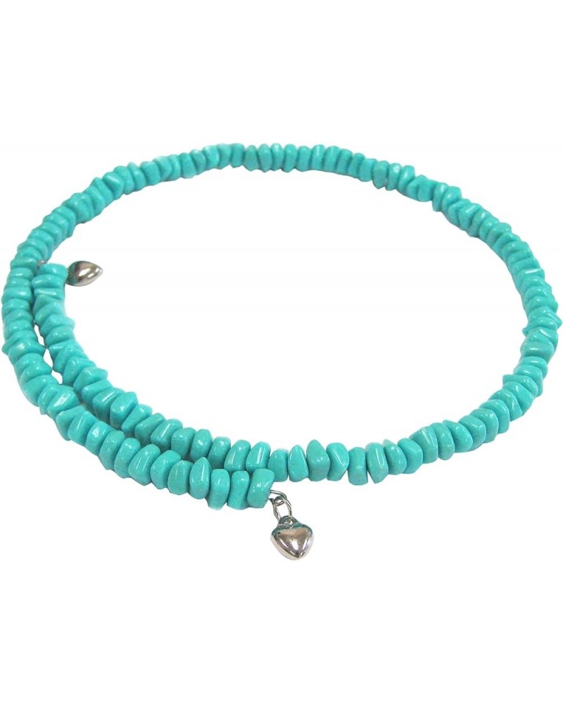 4mm White Pearl Beads Memory Wire Choker 100204-05A Turquoise $6.28 Necklaces