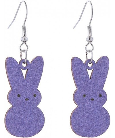 Colorful Cute Easter Rabbit Wooden Dangle Earrings for Women Girls Jewelry B $4.76 Earrings