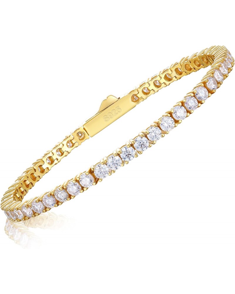 4.8 Carats Moissanite Tennis Bracelet Lab Created Diamond Tennis Bracelets for Women Men 18k Yellow Gold Plated 925 Sterling ...