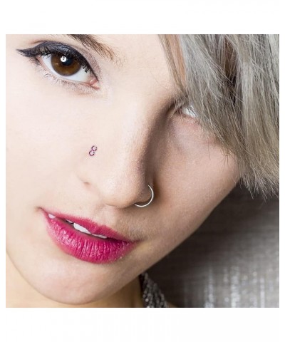 Double Round Gemstone Top 22 Gauge Silver L Bend Nose Stud Piercing Jewelry Black $9.44 Body Jewelry