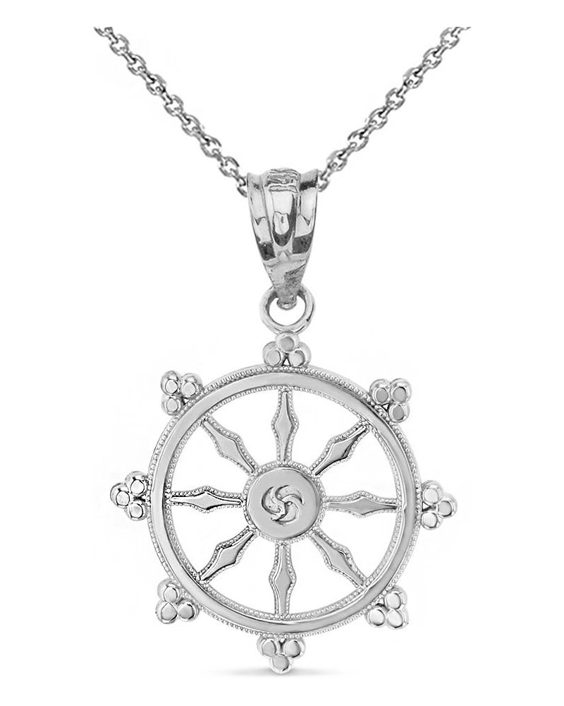 Sterling Silver Dharma Wheel Buddhism Symbol Dharmachakra Necklace $16.79 Necklaces