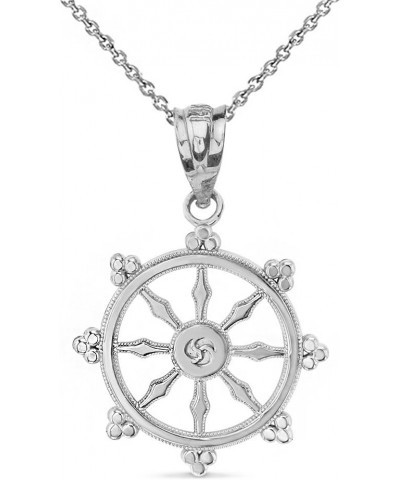 Sterling Silver Dharma Wheel Buddhism Symbol Dharmachakra Necklace $16.79 Necklaces