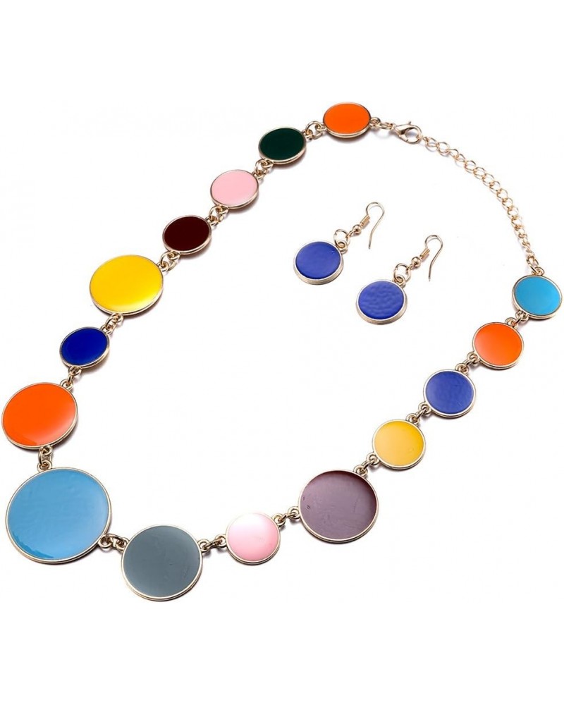 Women Statement Bib Necklace and Earring Set Girl Charm Costume Choker Novelty Enamel Jewelry Set Multi-Color $10.25 Jewelry ...