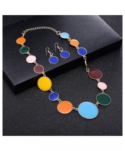 Women Statement Bib Necklace and Earring Set Girl Charm Costume Choker Novelty Enamel Jewelry Set Multi-Color $10.25 Jewelry ...