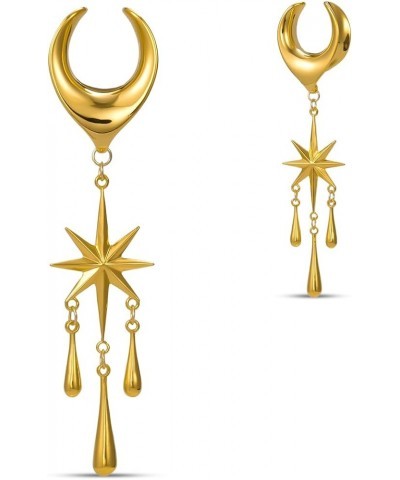 2PCS Ear Gauges Star Dangle Saddle Ear Tunnels Plugs Flesh Piercing Earrings Expander For Women Body Jewelry 1"-25mm 1 Gold $...
