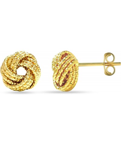 Charmsy 925 Sterling Silver Jewelry Italian Design Lightweight Diamond-Cut Love Knot Stud Earrings for Women Teen Yellow Gold...