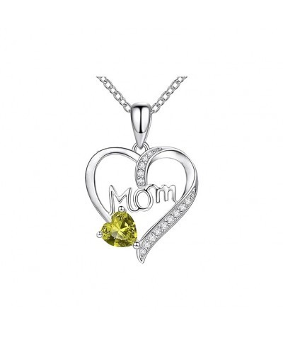 Mom Love You Forever Heart Pendant Necklace, Women's Silver Plated Infinity Love Heart Pendant Necklace with Birthstone Cryst...