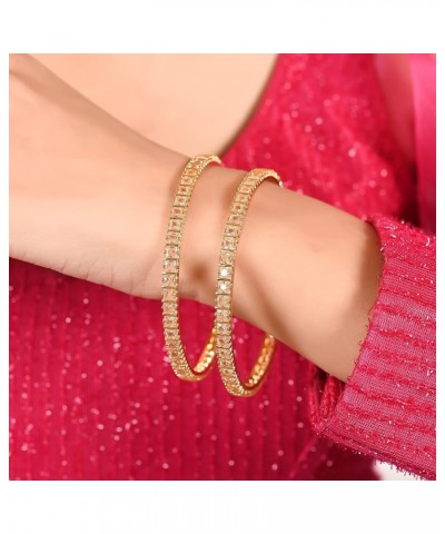 CZ Zirconia Gold Tone Red White Diamond Elegant Bollywood Indian Bangles Jewelry Women Champagne 2.4 Inches $11.76 Bracelets