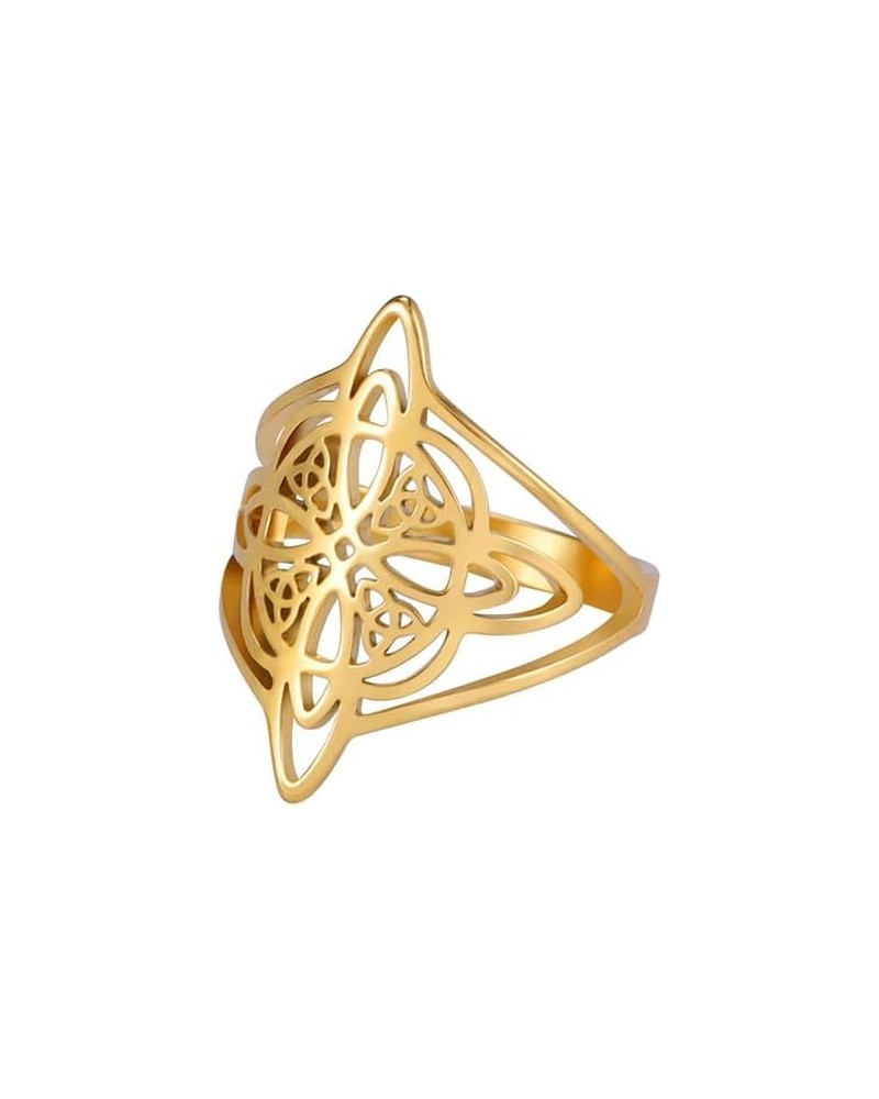 Witches Knot Ring Stainless Steel Witchcraft Celtic Amulet Ring Geometric Celtic Knot Ring Vintage Jewelry For Women 6 Style ...