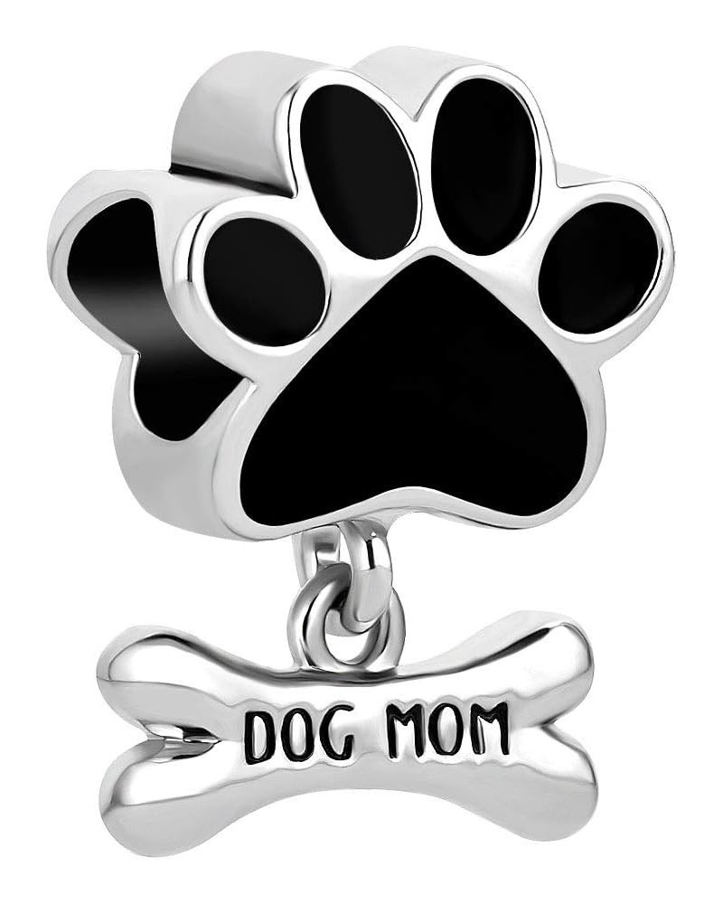 Cute Dog Paw and Bone Charms Dog Mom Beads For Bracelets Black $6.71 Bracelets