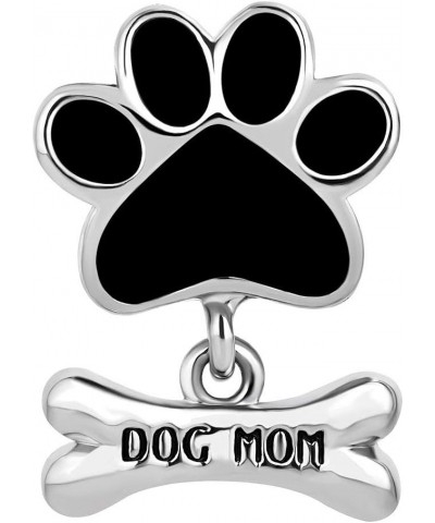 Cute Dog Paw and Bone Charms Dog Mom Beads For Bracelets Black $6.71 Bracelets