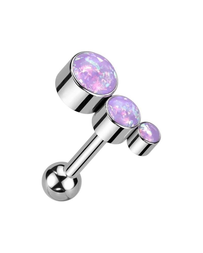 16GA F136 Implant Grade Titanium Threadless Push In Descending Synthetic Opals Curved Top Barbell Stud Purple $9.83 Body Jewelry