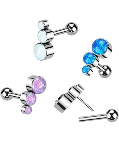 16GA F136 Implant Grade Titanium Threadless Push In Descending Synthetic Opals Curved Top Barbell Stud Purple $9.83 Body Jewelry