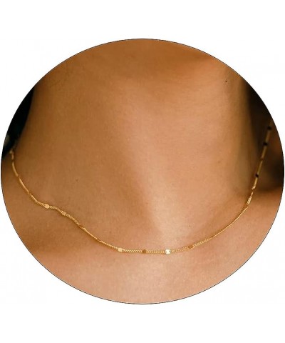 Silver Necklace for Women Dainty Silver Choker 14K Silver Plated Choker Minimalist JewelLery Gift for Women Girls Gold Dot Se...