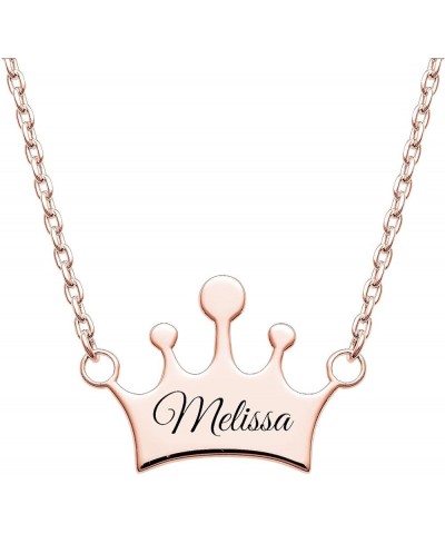 Custom Name Necklace 925 Sterling Silver Personalized Engraved Name Crown Pendant Made Nameplate Dainty Gift for Couples Wome...