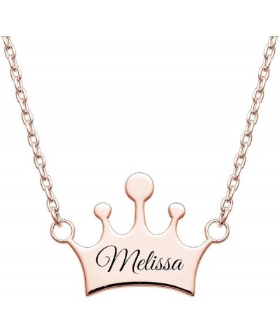 Custom Name Necklace 925 Sterling Silver Personalized Engraved Name Crown Pendant Made Nameplate Dainty Gift for Couples Wome...