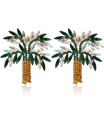Palm Tree Earrings for Women,CZ Tropical Earrings Plant Leaf Drop Dangle Earrings,Funky Novelty Vacation Jewelry Gifts for Gi...