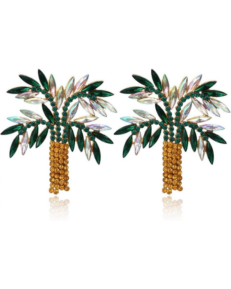 Palm Tree Earrings for Women,CZ Tropical Earrings Plant Leaf Drop Dangle Earrings,Funky Novelty Vacation Jewelry Gifts for Gi...