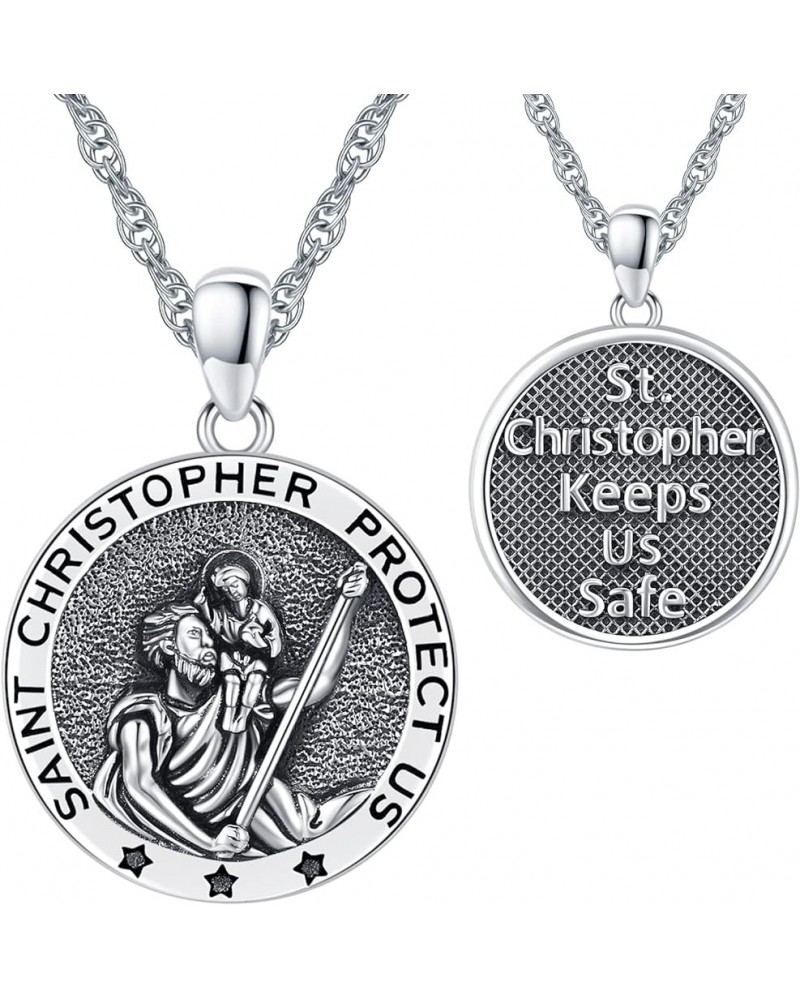 Sterling Silver St Michael/St Christopher/Virgin Mary Necklace for Women Men Archangel Locket Miraculous Medal Amulet Pendant...