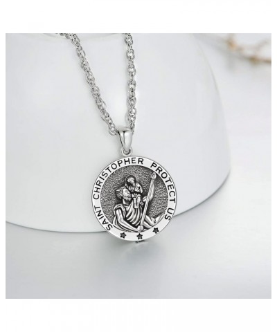 Sterling Silver St Michael/St Christopher/Virgin Mary Necklace for Women Men Archangel Locket Miraculous Medal Amulet Pendant...