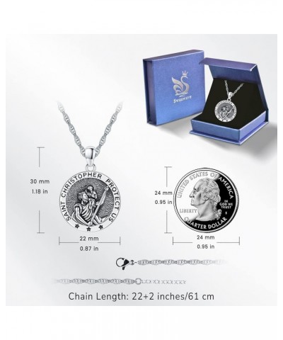 Sterling Silver St Michael/St Christopher/Virgin Mary Necklace for Women Men Archangel Locket Miraculous Medal Amulet Pendant...