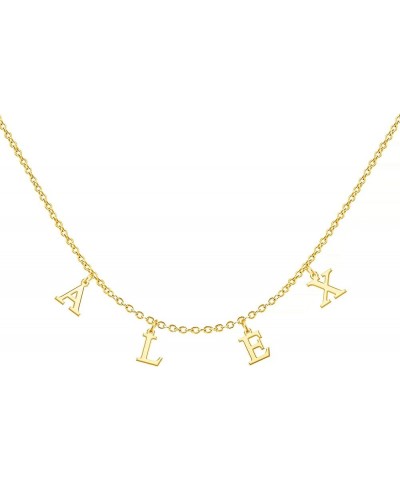 Uppercase Letter Charm Name Necklace Personlized Initial Alphabet Pendant Jewelry with 14K Gold Plated for Women Choker Alex ...