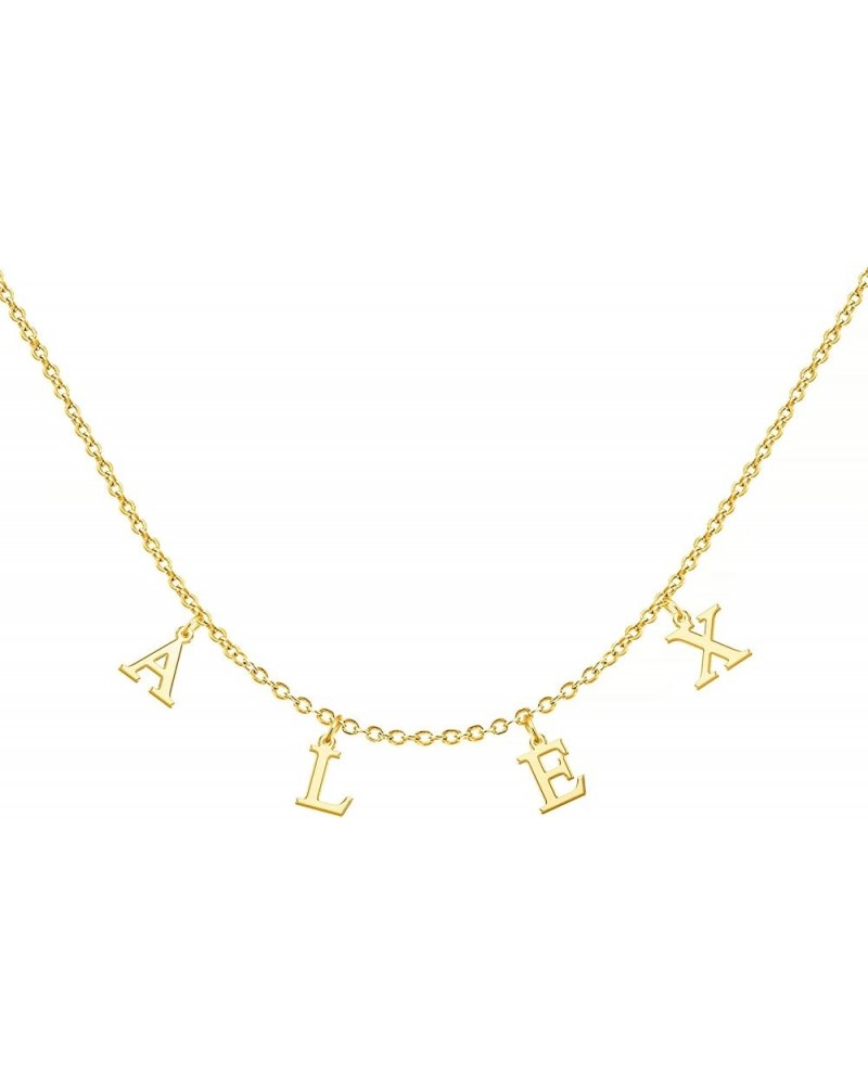 Uppercase Letter Charm Name Necklace Personlized Initial Alphabet Pendant Jewelry with 14K Gold Plated for Women Choker Alex ...