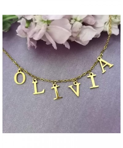 Uppercase Letter Charm Name Necklace Personlized Initial Alphabet Pendant Jewelry with 14K Gold Plated for Women Choker Alex ...