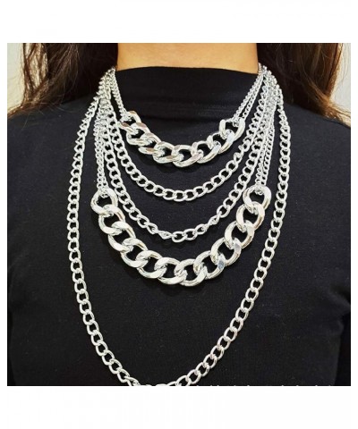 Punk Chain Chunky Necklaces for women Multilayer Collar Necklace Silver type s9 $10.19 Necklaces