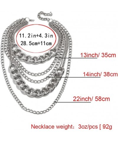 Punk Chain Chunky Necklaces for women Multilayer Collar Necklace Silver type s9 $10.19 Necklaces